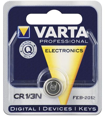 Alkaline button battery 6131 CR1/3N 3V 170mAh Varta
Packaging: blister 1 pc.