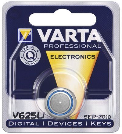Alkaline button battery 1.5V 200mAh 4626 V625U LR9 PX625 Varta
Packaging: blister 1 pc.