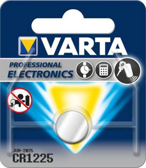 Lithium button battery 6225 CR1225 3V 48mAh Varta
Packaging: blister 1 pc.