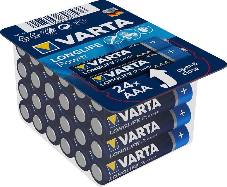 Micro alkaline battery (AAA, R03) 4903 Varta Longlife Power
Packaging: blister 24 pcs.