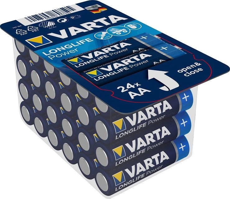 Alkaline battery Mignon (AA, R6) 4906 Varta Longlife Power
Packaging: blister 24 pcs.