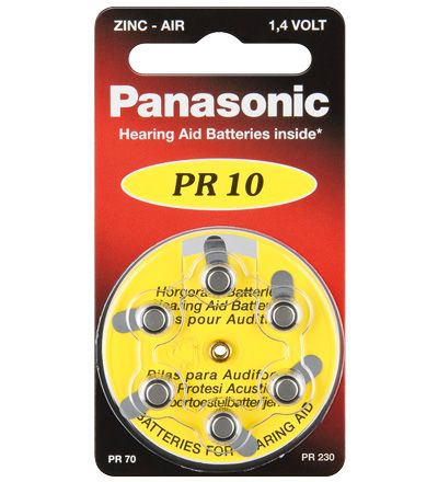 Hearing battery zinc-air 1.4V 100mAh V10 HA10 PR70 PR10 Panasonic
Size: 5.8x3.6mm
Packaging: blister 6 pcs.