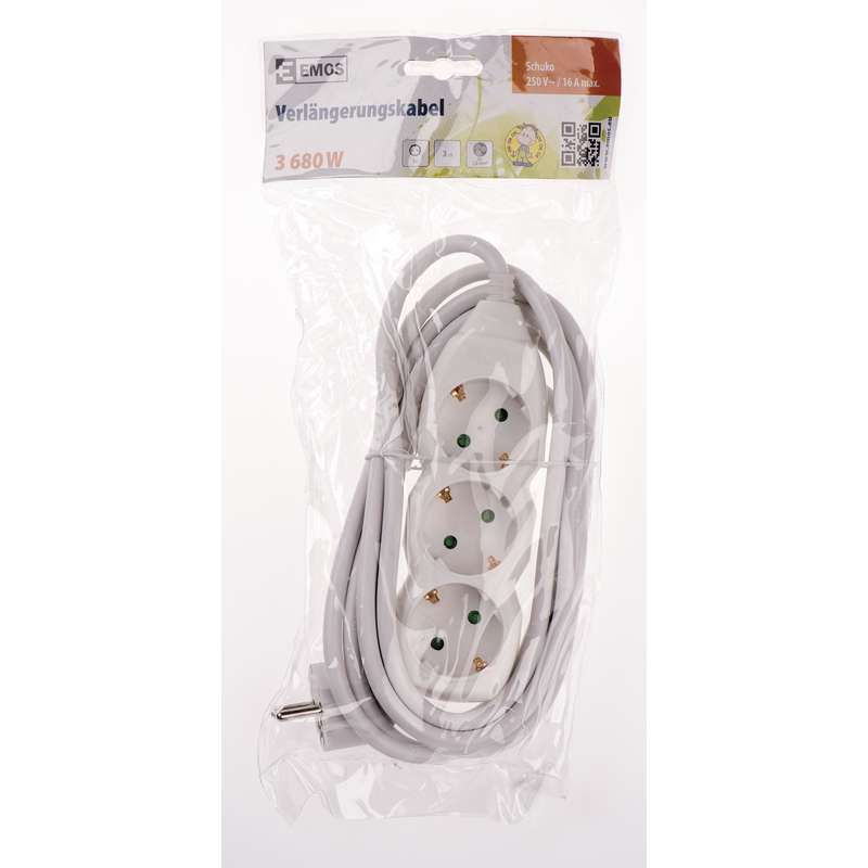 Extension 3m 3xSchuko, white
- protection for children
- max power: 3680W
- conductor: copper 1.5mm²
- approval: EC
Packaging: bulk 1 pc.