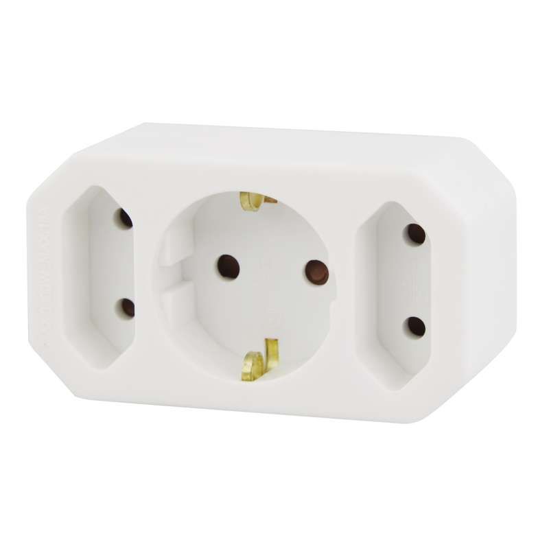 CEE 7/7 socket to 1x CEE 7/3+2x Euro Female
- protection for children
- max power: 2500W
- voltage/current: 250v/10A
- IP 20
- material: plastic
Packaging: bulk 1 pc.