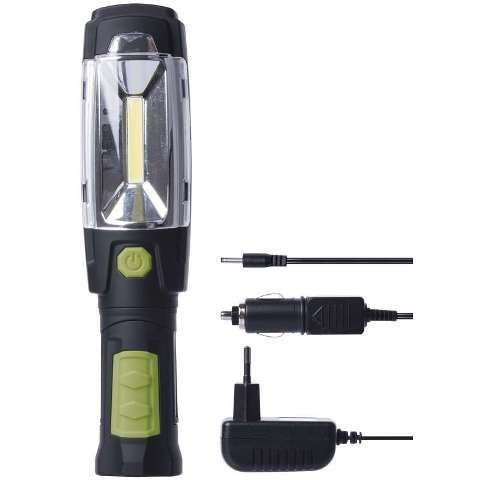 3W LED COB + 6 LED 5mm work torch with 3.7V 2.5Ah battery
- maximum lighting distance 30 m (COB), 25 m (6 LEDs)
- high-performance flashlight, housing resistant to mechanical shocks
- 230V AC and 12/24V DC car charger
Packaging: box 1 set