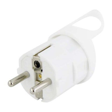 Schuko CEE 7/7 male socket, white, 250V AC, 16A
Packaging: bulk 1 pc.