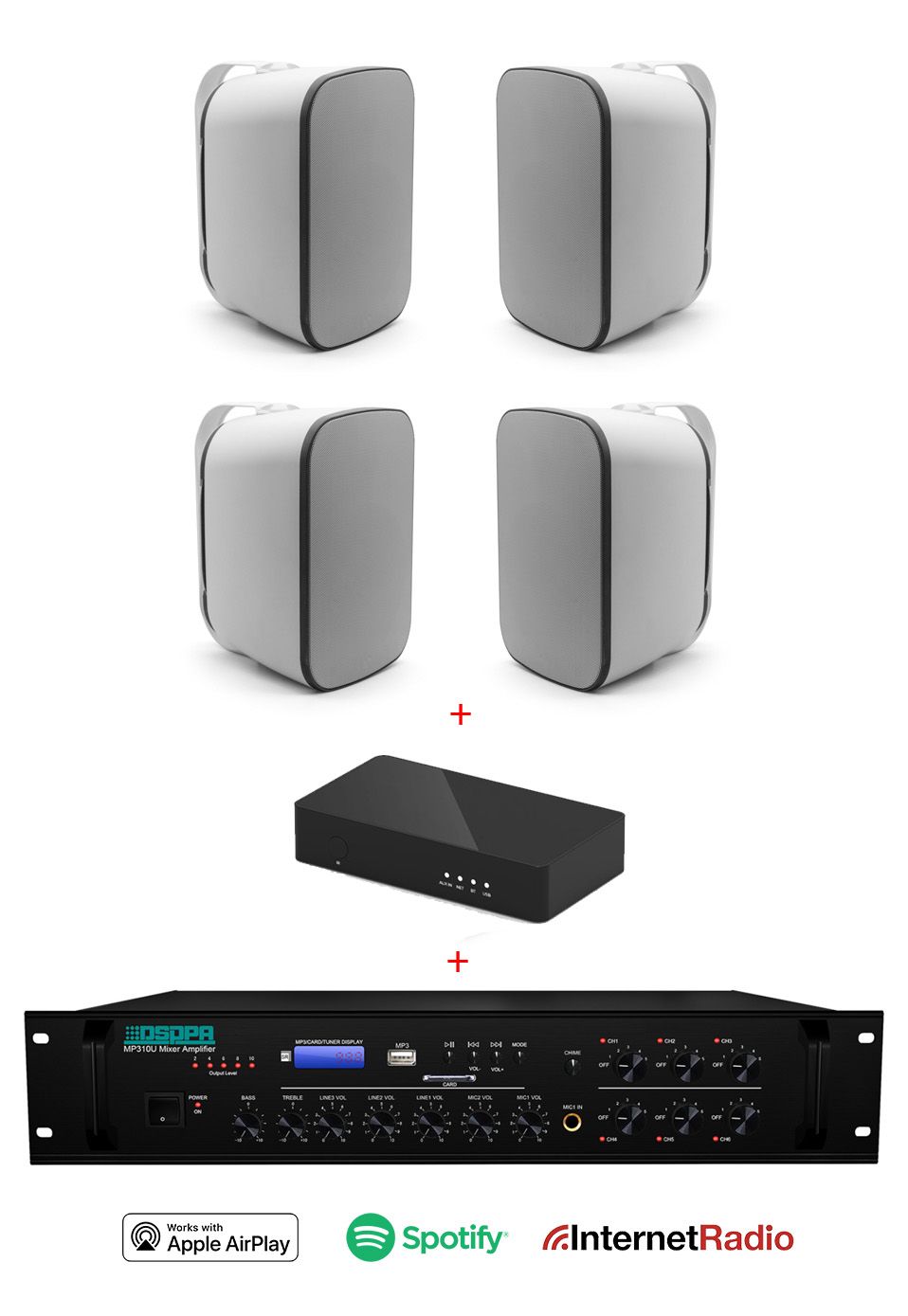 Pachet Sonorizare Terasa IP65 cu streaming wireless, Internet Radio, Spotify, Airplay, Bluetooth, Stick USB_1