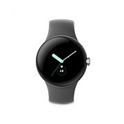 Google Pixel Watch polished silver stainless steel 41mm charcoal active band_1