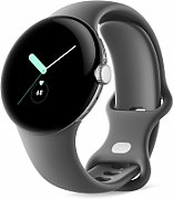 Google Pixel Watch polished silver stainless steel 41mm charcoal active band_2