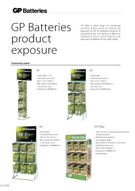 Stand baterii GP Batteries tip 4H, lungime carlig 15 cm, dimensiuni 21 x 68 x 15 cm, maxim blistere/carlig 10 buc 