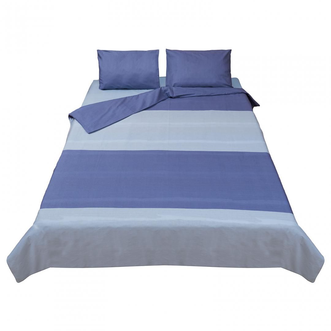 King Size bed set, printed, made of 100% cotton, density 132TC. Product dimensions: 2 pillow covers 50x70 cm, duvet cover sheet 200x220 cm, flat sheet 220x240 cm._4