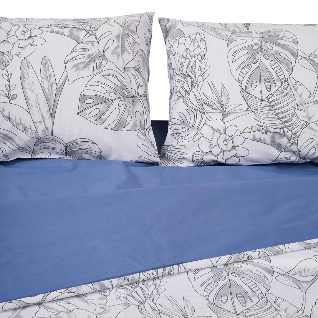 King Size bed set, printed, made of 100% cotton, density 132TC. Product dimensions: 2 pillow covers 50x70 cm, duvet cover sheet 200x220 cm, flat sheet 220x240 cm._4