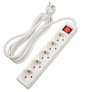PRELUNGITOR SPACER, Schuko x 5, conectare prin Schuko (T), cablu 3 m, 16 A, max. 3500W, protectie supratensiune, protectie copii, alb, 