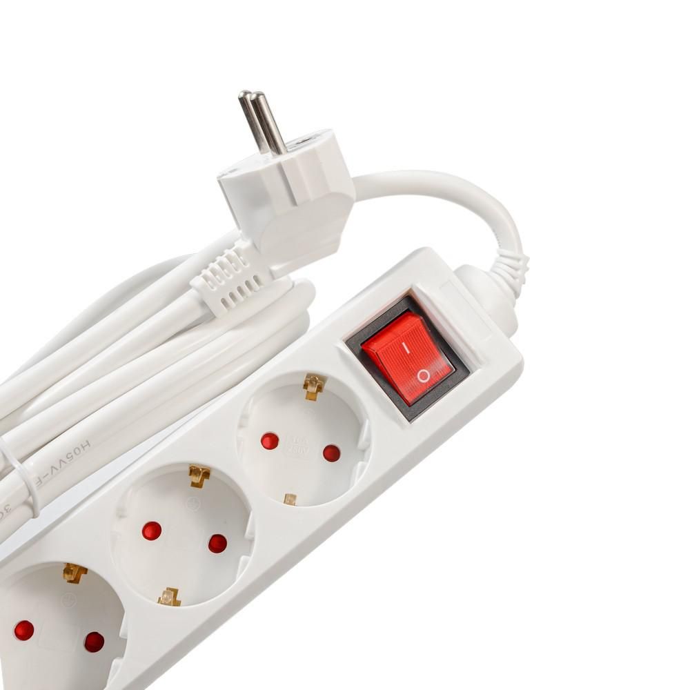 PRELUNGITOR SPACER, Schuko x 5, conectare prin Schuko (T), cablu 3 m, 16 A, max. 3500W, protectie supratensiune, protectie copii, alb, 