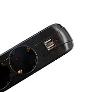 PRELUNGITOR SPACER, Schuko x 5, conectare prin Schuko (T), USB x 2, cablu 1.8 m, 16 A, max. 3500W, protectie supratensiune, negru, 