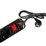 PRELUNGITOR SPACER, Schuko x 5, conectare prin Schuko (T), USB x 2, cablu 1.8 m, 16 A, max. 3500W, protectie supratensiune, negru, 