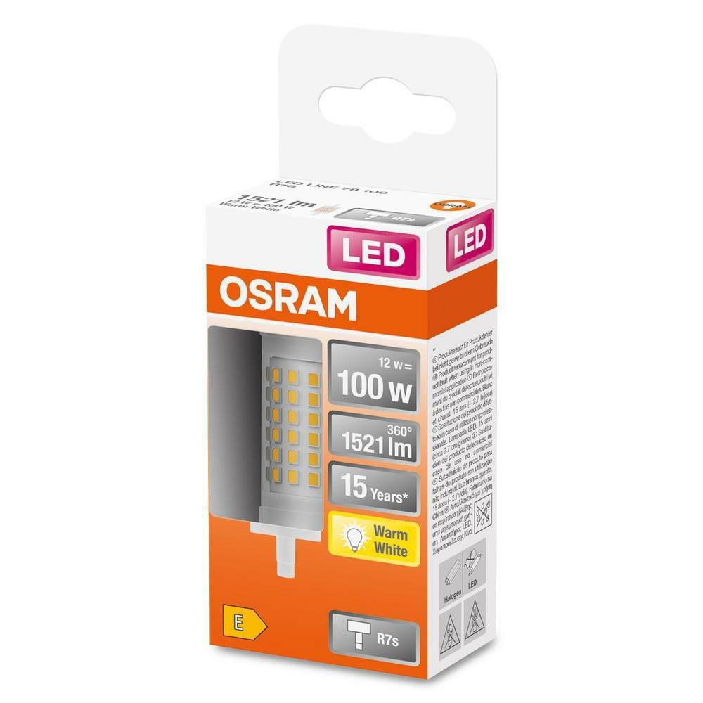 Bec LED Osram LINE, R7s, 12W (100W), 1521 lm, lumina calda (2700K), 78mm, Ø29mm_1