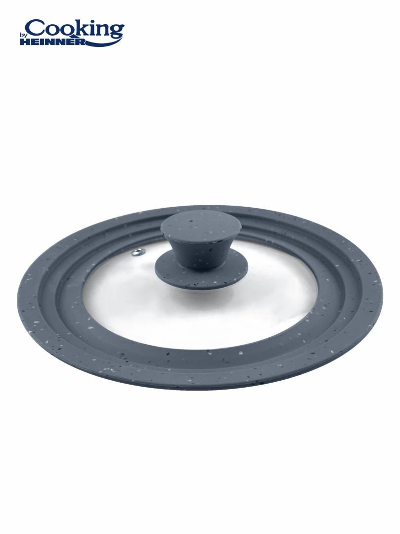 CAPAC STICLA CU MARGINE DIN SILICON AJUSTABILA PE 3 DIMENSIUNI 22/24/26 CM. GRI, COOKING BY HEINNER_2