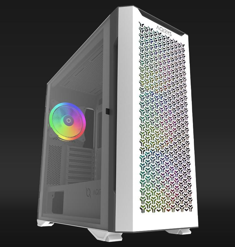 Carcasa Aqirys Aquilla Midi Tower White  TECHNICAL DATA Case type: Midi Tower Materials: Tempered Glass with hinge(left side panel), 0.9 mm SPCC steel, ABS, Metal mesh M/B support: Mini-ITX, Micro-ATX, ATX, E-ATX PSU support: ATX, 175 mm maximum length (bottom installation) VGA support: 395 mm_1