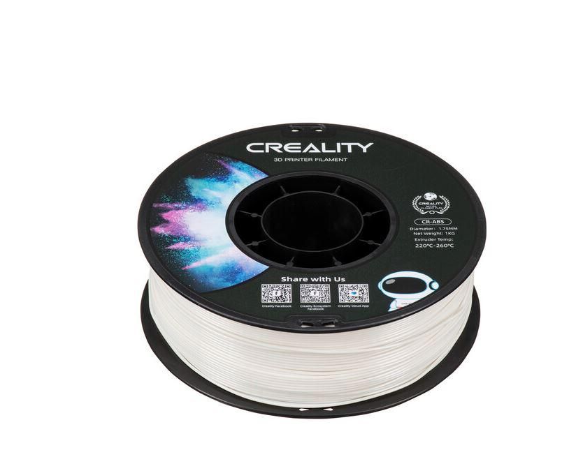 CREALITY CR-ABS 3D Printer Filament, white,temperatura printare: 220-260, Diametru Filament: 1.75mm, rezistenta la tractiune: 43MPa,diametru suport filament:  200mm, NON-Toxic, Utilizare: pana la 6 luni de la deschiderea ambalajului._3