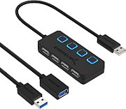 HUB extern SPACER, porturi USB:USB 3.0 X 1, USB 2.0 x 3, conectare prin USB 3.0, cablu 1m,Plastic ABS, Negru,  (include TV 0.8lei), 