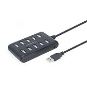 HUB extern GEMBIRD, porturi USB: USB 2.0 x 10, conectare prin USB , cablu 0.8 m, negru, 