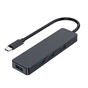 HUB extern GEMBIRD, porturi USB: USB 2.0 x 4, conectare prin USB Type-C, cablu 0.30 m, negru, 