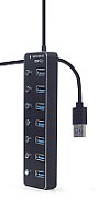 HUB extern GEMBIRD, porturi USB: USB 3.1 x 7, conectare prin USB, cu on/off, cablu 0,24 m, negru, 