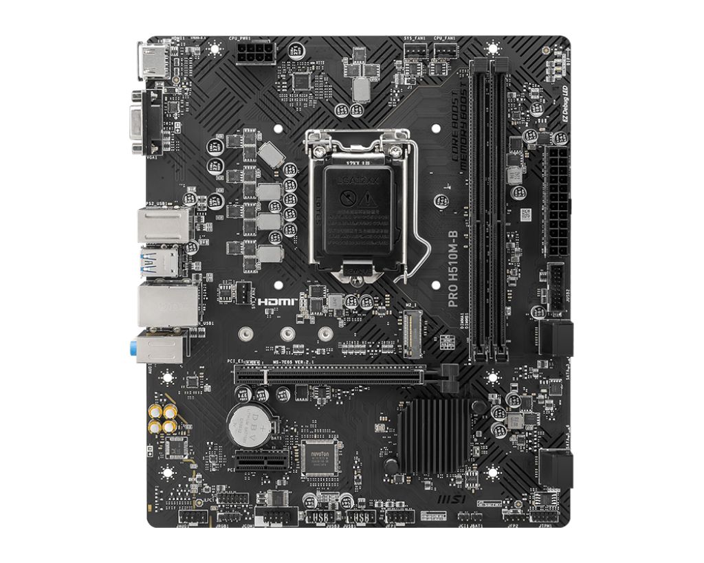 Placa de baza MSI PRO H510M-B, socket 1200, 2x DDR4 UDIMM, 4x SATA, 1x NVMe, 12x USB-A, mATX