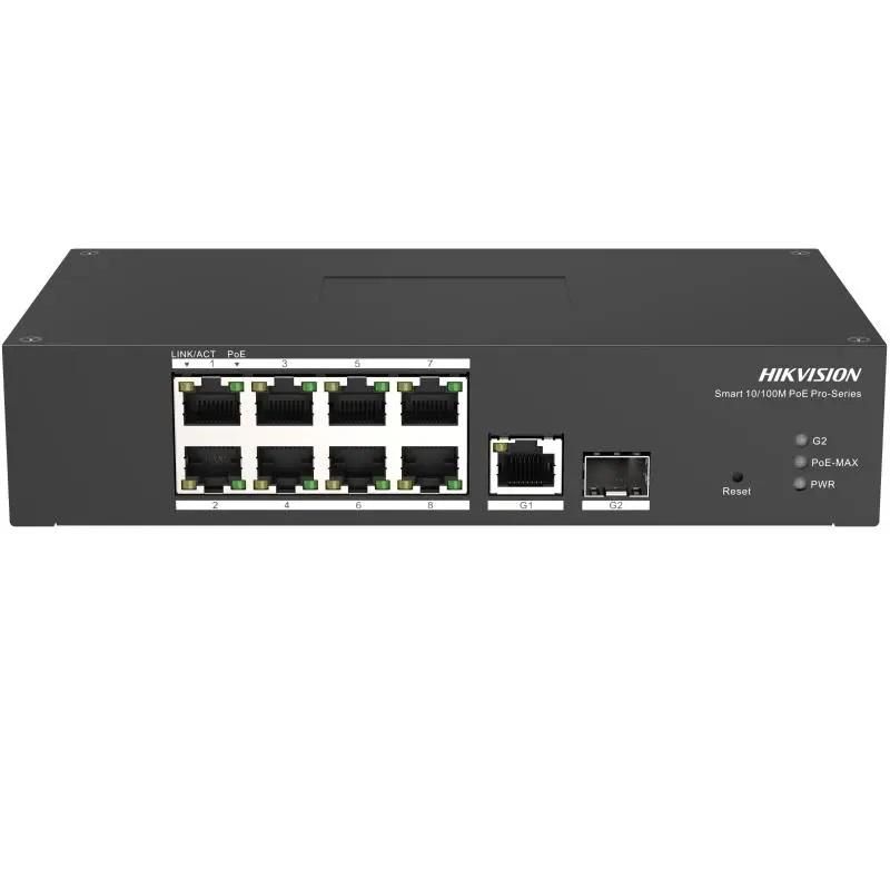 Switch 8 porturi PoE Hikvision DS-3T1310P-SI/HS prezinta 8 × 10/100 Mbps PoE port,1 × 1 Gbps RJ45 port,1 × 1 Gbps fiber optical port, RJ45 ort,full duplex,MDIMDI-X adaptive, IEEE 802.3,IEEE 802.3ab,IEEE 802.3u,IEEE 802.3z,IEEE 802.3x,MAC Address Table 16 K,Capacity 5.6 Gbps,4 Mbits,Long Range Ports_1