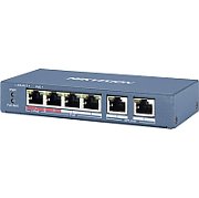 Switch 4 porturi PoE Hikvision DS-3E1106HP-EI 4 × 100 Mbps PoE RJ45 ports, 2 × 100 Mbps network RJ45 ports,IEEE 802.3at/af/bt standard for PoE ports,6 KV surge protection,AF/AT camera can reach up to 300 m in extend mode,Switching Capacity 1.2 Gbps, Packet Forwarding Rate 0.8928 Mpps,PoE Power_1