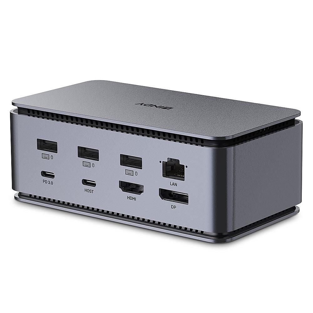 Docking station Lindy, interfete: USB-C la 6x USB-A/ 1x USB-C/1x RJ45/ 1x DisplayPort/1x HDMI/ 1x SD & 1x Micro SD/ 1x 3,5 mm/ 1x USB-C PD(power delivery), latime de banda 10Gbps, 10/100/1000 Mbps, rezolutie maxima (intrare) 7680x4320@60Hz, rezolutie maxima (iesire): un singur display 7680x4320_1