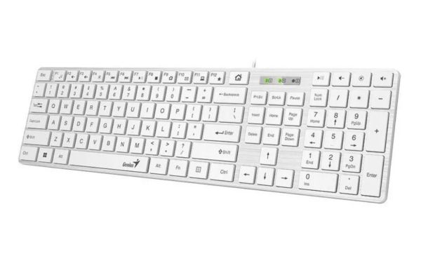 Tastatura Genius SlimStar 126 cu fir, USB, multimedia, 104 taste + 12 taste multimedia, alb_1