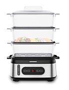 Steamer Heinner OneSteam HSA-D950SS, display LED, trei vase pentru gatire BPA free, capacitate totala gatire: 9L, capacitate rezervor apa: 1.5L, temporizator 60 min, indicator luminos, protectie impotriva functionarii fara apa, spatiu depozitare cablu alimentare, putere: 800- 950W_3