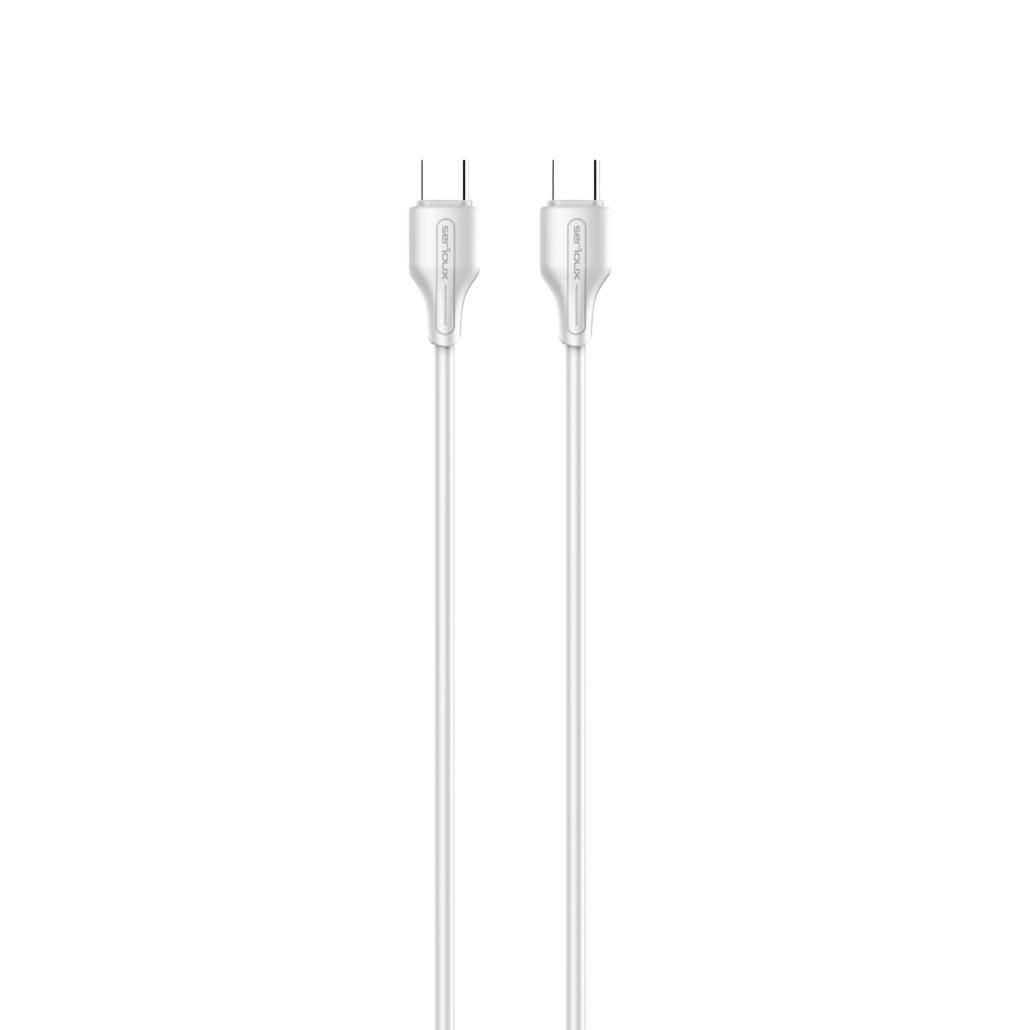 Cablu Serioux TYPE-C - TYPE-C Lungime: 100 cm Ieșire: 65W Tip cablu: USB-C la USB-C Culoare: Alb Funcție: încărcare și sincronizare_1