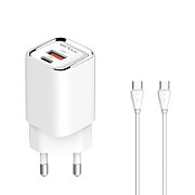 Incarcator retea Serioux,Intrare AC100-240V~ 50/60Hz 0.7A Max,PD Ieșire: 5V-3A, 9V-3A, 12V-2.5A, 15V 2A, 20V=1.5A (30W), QC Ieșire: 5V-3A, 9V-2A, 12V=1.5A (18W), PD+QC=5V=3.6A, Total: 30W Max, Cablu Type-C - Type C 1m inclus_2