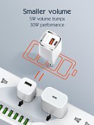 Incarcator retea Serioux,Intrare AC100-240V~ 50/60Hz 0.7A Max,PD Ieșire: 5V-3A, 9V-3A, 12V-2.5A, 15V 2A, 20V=1.5A (30W), QC Ieșire: 5V-3A, 9V-2A, 12V=1.5A (18W), PD+QC=5V=3.6A, Total: 30W Max, Cablu Type-C - Type C 1m inclus_7