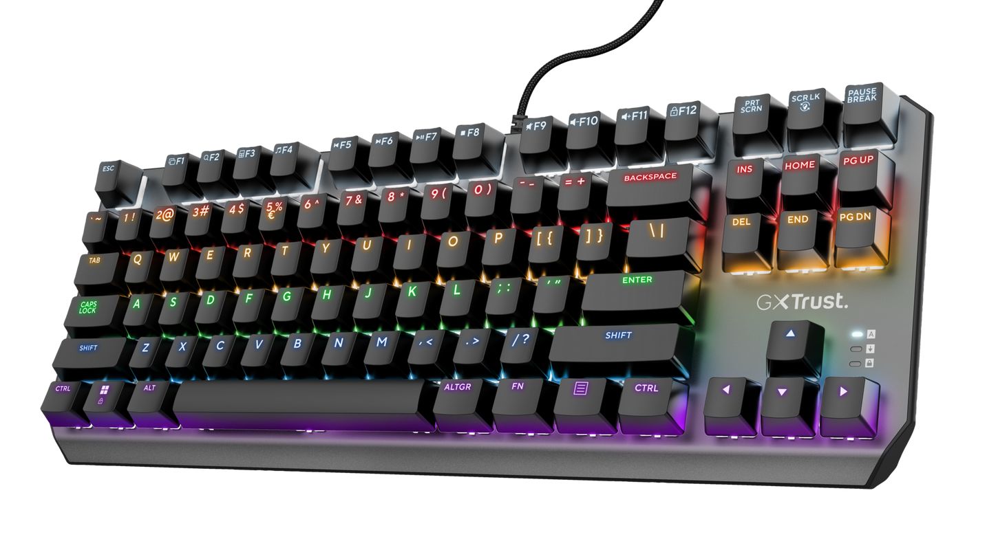 Tastatura Trust GXT834 Callaz Tenkeyless cu fir mecanica, conexiune USB-A male 2.0, switch type linear,  numar taste 87, iluminare LED  negru_3