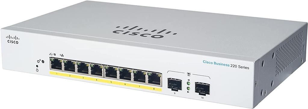 Switch Cisco CBS220-8P-E-2G-EU, 8 porturi 10 / 100 / 1000 MBs