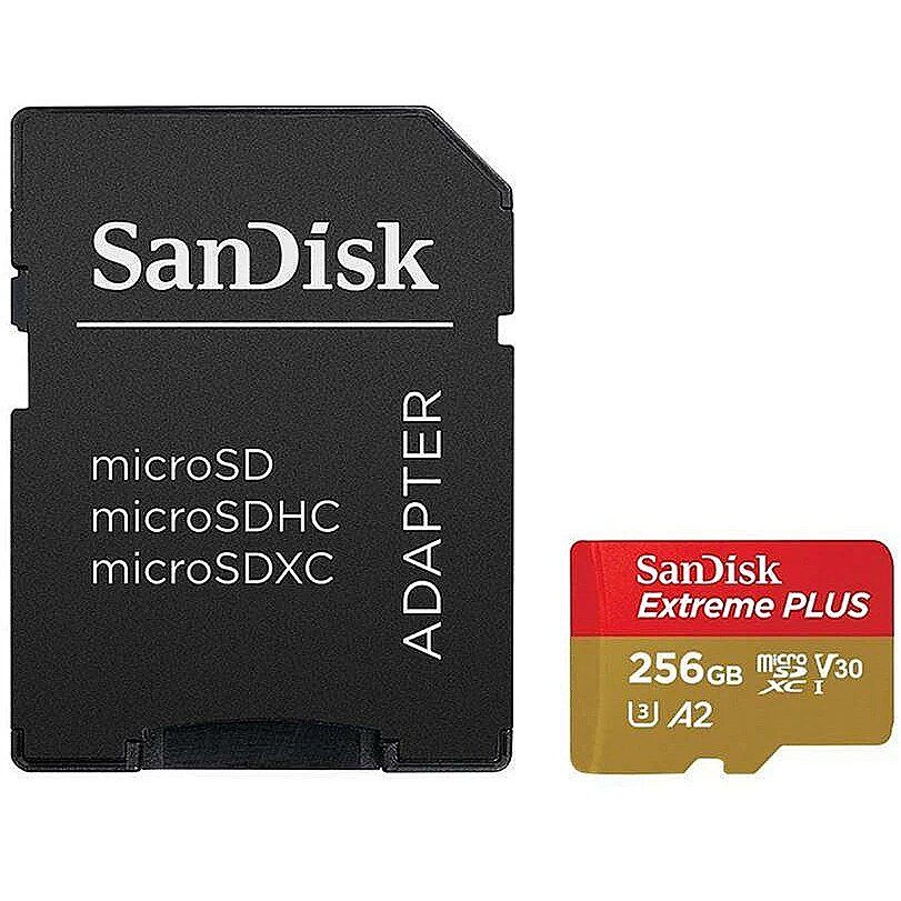 Micro Secure Digital Card SanDisk Extreme PLUS, 256GB, Clasa 10, R/W speed: up to 100MB/s/ 90MB/s, include adaptor SD (pentru telefon)_2