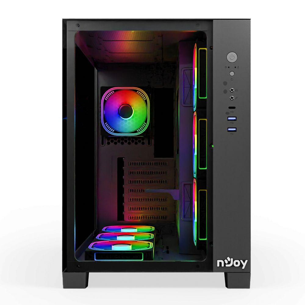 CARCASA NJOY PC AURA Mid Tower ATX, psu not included, Ventilatoare incluse 1x 120 mm spate, 3x 120 mm stanga, 3x 120 mm jos_2
