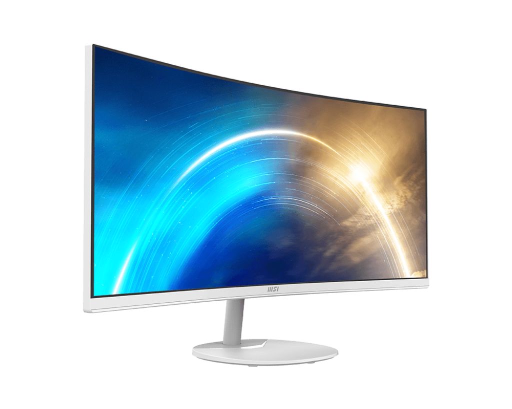 MONITOR MSI PRO MP341CQW 34 inch, Curvature: 1500R , Panel Type: VA, Resolution: 3440x1440 (UWQHD), Aspect Ratio: 21:9,  Refresh Rate:100HZ, Response time GtG: 4ms, Brightness: 300 cd/m², Contrast (static): 3000:1, Contrast (dynamic): 100000000:1, Viewing angle: 178°(H)/178°(V), Color Gamut_1