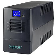UPS Spacer Line Int. cu management, LCD,  1000VA/  600W, AVR, 4 x socket Schuko, display LCD, 2 x baterie 12V/7Ah, conector USB, combo RJ11/RJ45, 