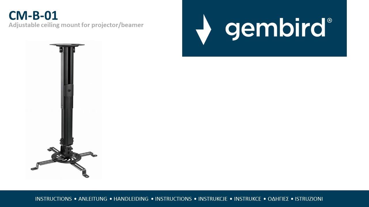 SUPORT de tavan GEMBIRD pt. proiector, lungime 320 mm, inclinatie, rotatie, max 13Kg, negru, 