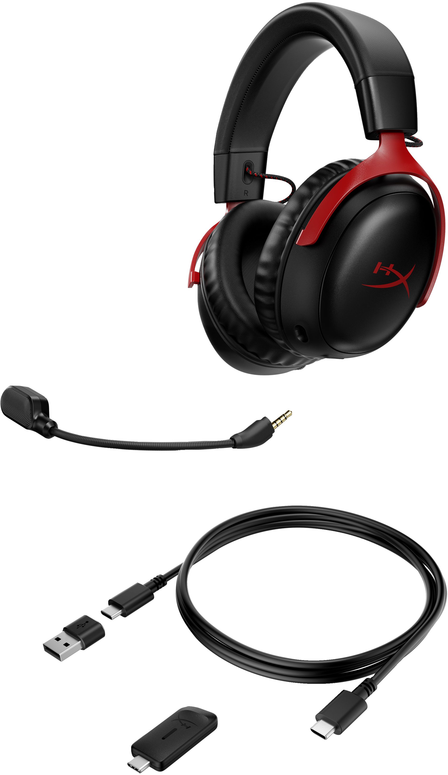 Casti gaming wireless HyperX Cloud III, DTS Headphone:X Spatial Audio, 2.4GHz, spuma cu memorie, microfon 10mm metal mesh si noise cancelling, PC/PS5/PS4/Switch, rosu/negru_3