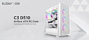 CARCASA PCCOOLER, Middle Tower, ATX, fara sursa, sticla securizata, 3 ventilatoare incluse, iluminare ARGB, alb, USB 3.2 gen 2 x 2, mic, audio, 