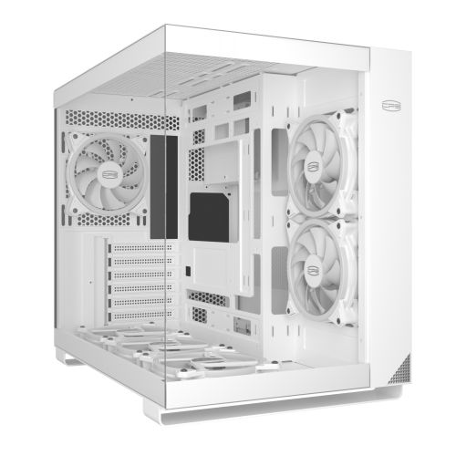 CARCASA PCCOOLER, Middle Tower, ATX, fara sursa, sticla securizata, alb, USB 3.2 gen 1 x 2, USB Type-C x 2, mic, audio, 