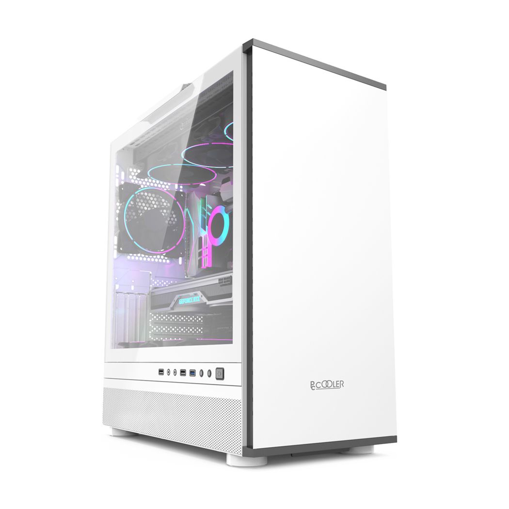 CARCASA PCCOOLER, Tower, ATX, fara sursa, sticla securizata, 1 ventilator inclus , alb, USB 3.2 gen 1 x 1, USB 2.0 x 2, mic, audio,  IE200W 