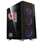 CARCASA PCCOOLER, Tower, ATX, fara sursa, sticla securizata, 3 ventilatoare incluse, iluminare ARGB, negru, USB 3.2 gen 1 x 1, USB 2.0 x 2, mic, audio, 