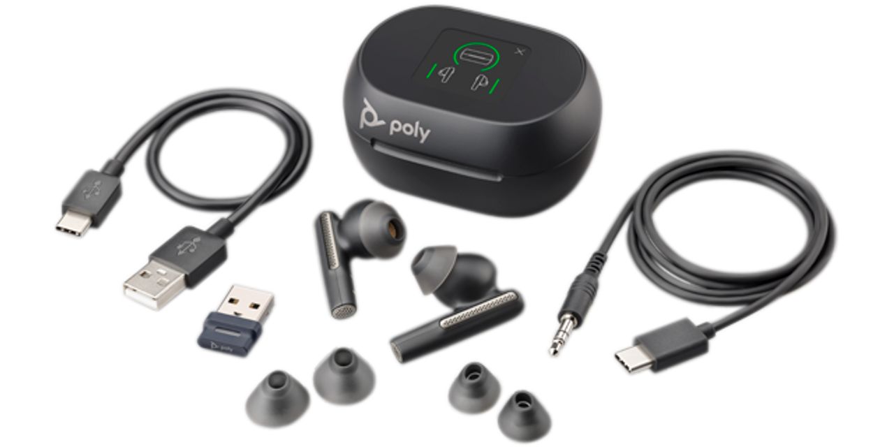 Poly Voyager Free 60+ UC M Carbon Black Earbuds +BT700 USB-C Adapter +Touchscreen Charge Case_1